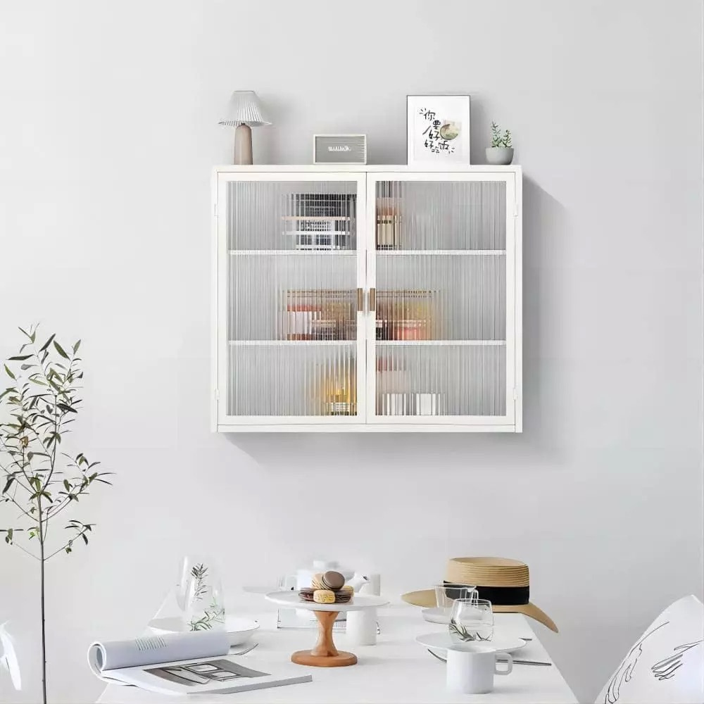 Stylish 27.56 Modern Wall Cabinet with Glass Doors_0