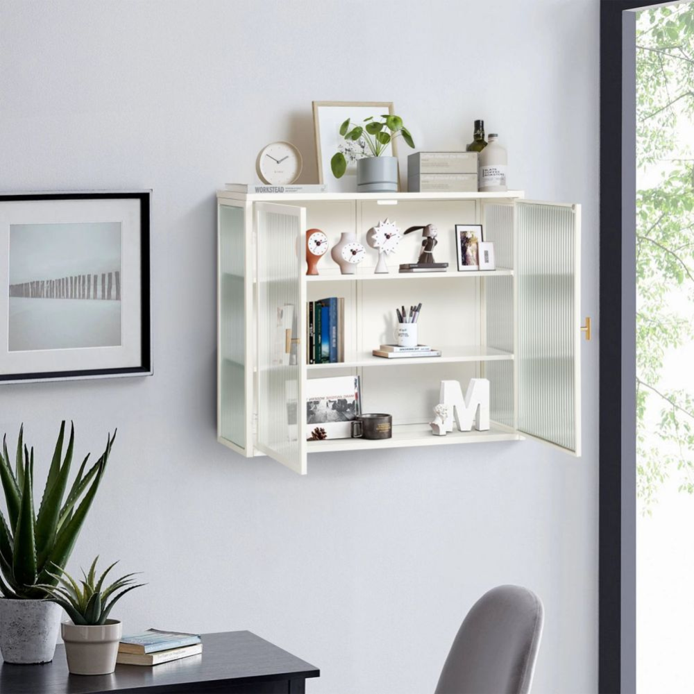 Stylish 27.56 Modern Wall Cabinet with Glass Doors_3